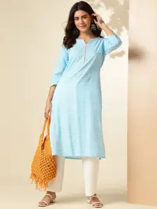Anouk Rustic Bandhani Printed Notched Neck Straight Kurta