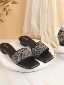 Metro Woven Design Block Heel Sandals