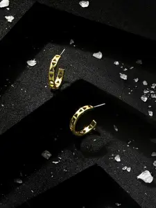 Accessorize 14k Gold-Plated Cut-Out Brass Half Hoop Earrings