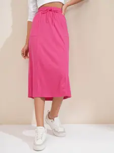 Tokyo Talkies Solid Knitted Midi Straight Skirt