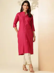 Anouk Rustic Striped Mandarin Collar Straight Kurta