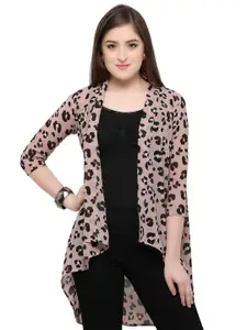 Murcia Animal Printed Open Front High Low Longline Shrug