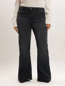 FREAKINS Plus Size Women Flared High-Rise Cotton Jeans