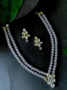 I Jewels Gold Plated Kundan Studded Necklace and Earrings