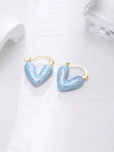 KRENOZ Gold-Plated Stainless Steel Anti-Allergy Lightweight Heart Shaped Hoop Earrings