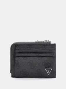 GUESS Men Printed Leather Zip Around Wallet