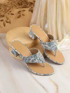 Metro Printed Embellished Block Heel Sandals