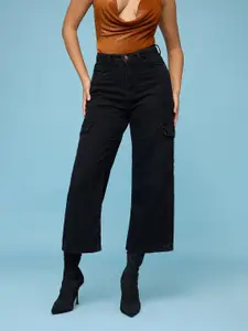 FREAKINS Women Wide Leg High-Rise Cargo Jeans
