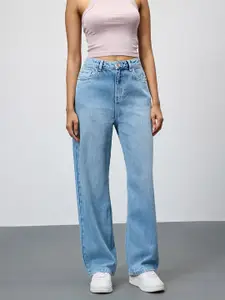 FREAKINS Women Straight Fit High-Rise Cotton Jeans