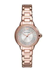 Emporio Armani Women Embellished Dial & Stainless Steel Straps Analogue Watch AK_AR11633