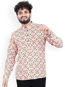 Valencia Fashion Ethnic Motifs Printed Mandarin Collar Cotton Silk Straight  Kurta
