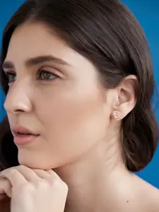 MINUTIAE Rose Gold Plated Heart Shaped Kundan Studs