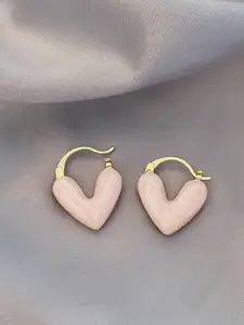 KRENOZ Gold Plated Heart Shaped Anti Allergy Hoop Earrings
