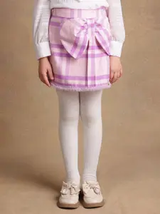 One Friday Girls Checked Bow Detailed Straight Skirt