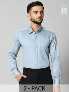 Bigreams Men Comfort Spread Collar Solid Cotton Slim Fit Formal Shirt