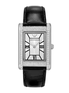Emporio Armani Women Embellished Dial & Leather Straps Analogue Watch AR11623