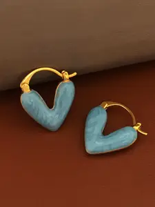 KRENOZ Gold Plated Heart Shaped Anti Allergy Hoop Earrings