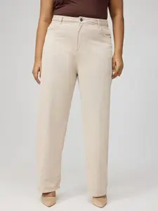 FREAKINS Plus Size Women Straight Fit High-Rise Cotton Jeans