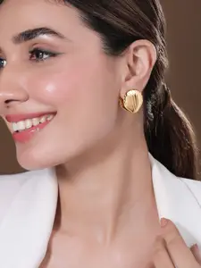 Rubans 18K Gold Plated Tarnish-Free Waterproof Shell Design Demi-Fine Hoop Earrings