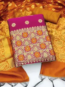 KIMISHA Floral Zari Woven Design Unstitched Dress Material