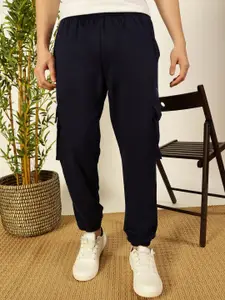 Thomas Scott Men Solid Printed Relaxed Fit Mid-Rise Cargo Joggers