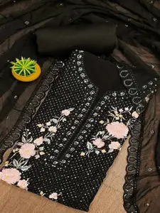 Peachmode Embroidered Silk Georgette Unstitched Dress Material