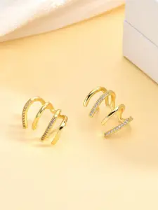 VAGHBHATT Gold-Plated Cubic Zirconia Studded Classic Claw-Shaped Studs