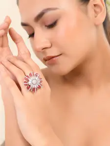 Silvermerc Designs Silver Plated American Diamond Finger Ring