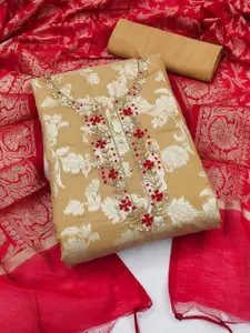 KIMISHA Floral Zari Embellished Unstitched Dress Material