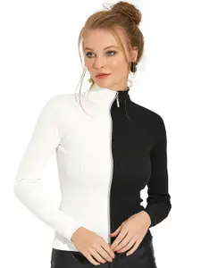 BAESD Women Colourblocked High Neck  Top