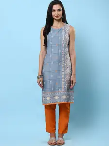 Shree Ethnic Motifs Printed Beads And Stones Sleeveless Straight kurta