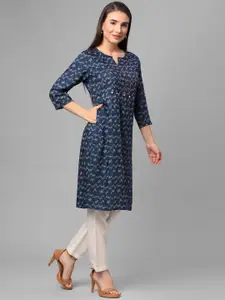 Shree Abstract Printed Notch Neck Liva Straight Kurta