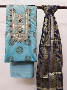 KIMISHA Beads & Stones Floral Embellished Unstitched Dress Material