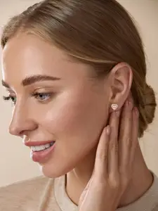 MINUTIAE Gold Plated Heart Shaped Kundan Studs