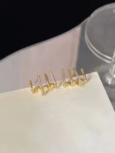 VAGHBHATT Gold-Plated Cubic Zirconia Studded Classic Claw-Shaped Studs