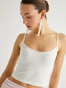 Koton Women Solid Shoulder Straps Viscose Rayon Top