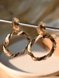 XPNSV Vintage Inspired Pearls Beaded Circular Drop Earrings