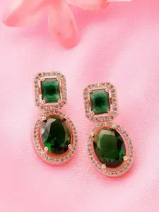 ADIVA Gold Plated American Diamond Contemporary Drop Earrings