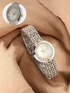 HAUTE SAUCE by  Campus Sutra HAUTE SAUCE by Campus Sutra Women Embellished Dial & Stainless Steel Bracelet Style Straps Analogue Watch