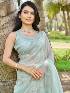 Saree mall Embellished Beads and Stones Organza Sarees