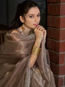 Saree mall Embellished Beads and Stones Organza Sarees