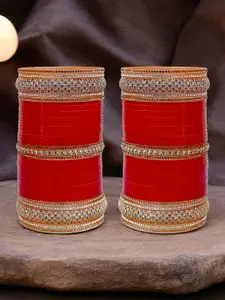 LUCKY JEWELLERY Set Of 82 CZ Stone Studded Bangles