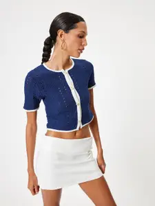 Koton Women Embroidered Round Neck Polyester Top