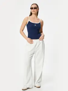 Koton Women Solid Shoulder Straps Cotton Top