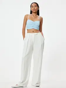 Koton Women Solid Shoulder Straps Viscose Rayon Top