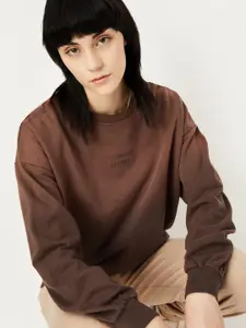 max Women Solid Pure Cotton Sweatshirt