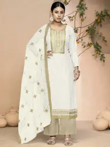 MANVAA Floral Embroidered Zari Unstitched Dress Material