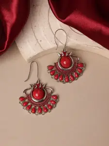 PANASH Silver-Plated Classic Stone-Studded Drop Earrings