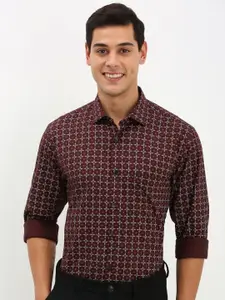 Allen Solly Men Spread Collar Micro Ditsy Printed Cotton Slim Fit Formal Shirt