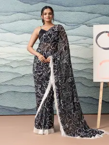 RACHNA Embroidered Poly Georgette Ready to Wear Saree